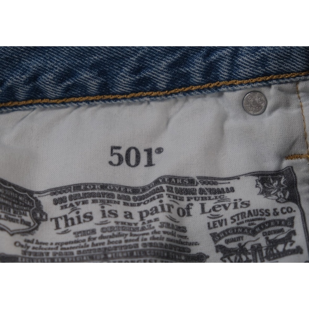 Levi Denim Shorts Womens 29 Blue 501 Original Cut Off Distressed Frayed Cotton - Picture 7 of 9